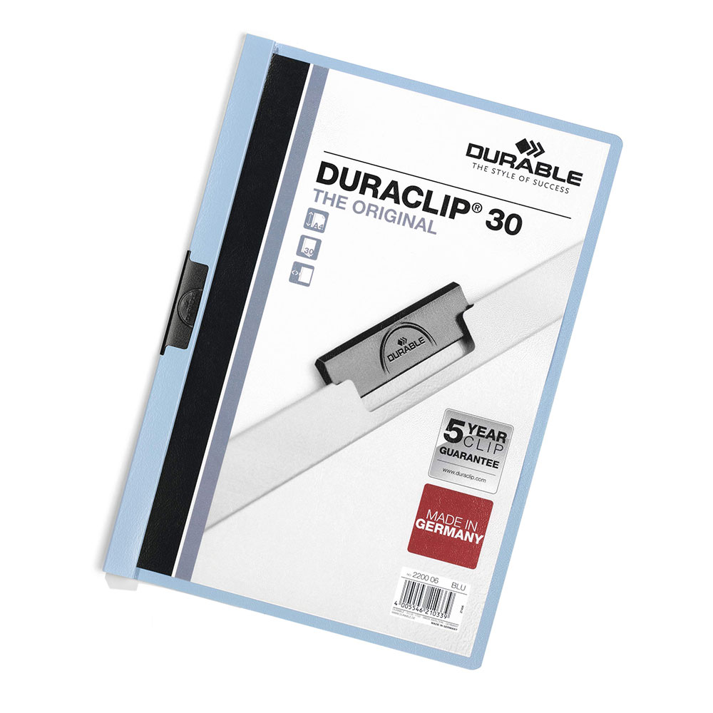 Klämmapp Durable Duraclip 30 A4 30ark Ljusblå