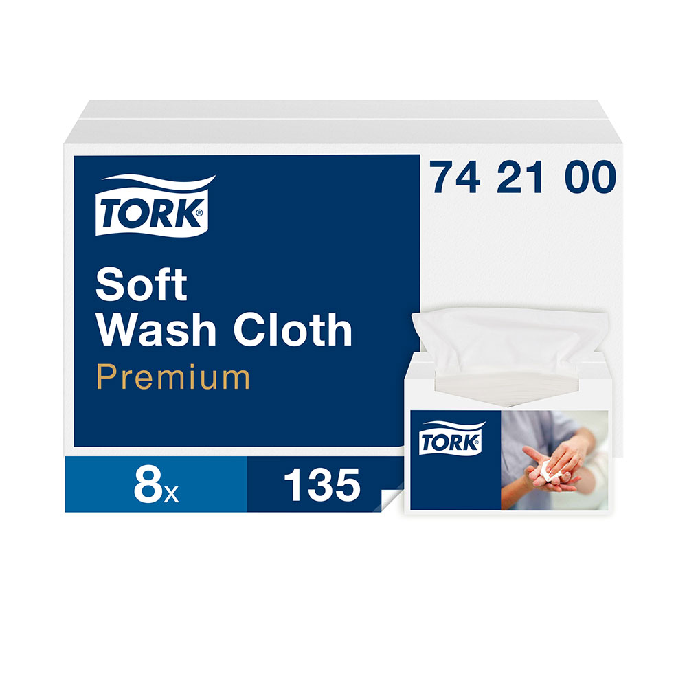 Tvättlapp Tork Mjuk Premium 1-lags 19x30cm Vit Dekor 1080st/krt