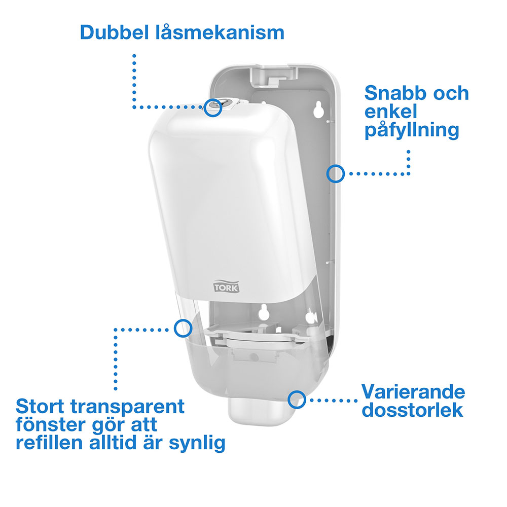 Tvålhållare Tork Skincare Dispenser S4  Vit