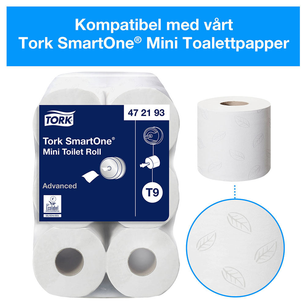 Hållare Tork SmartOne® T9 Twin Mini Elevationi för toalettpapper Vit