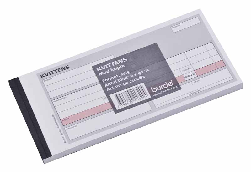 Kvittenser Burde 1/3 A4 A65 2x50 blad