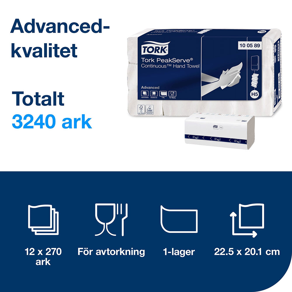 Pappershandduk Tork PeakServe Continuous H5 Advanced 3240st/fp