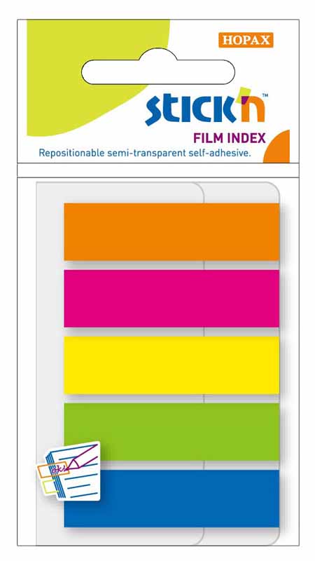 Indexflik PP 45x12mm Neon 25x5-färger
