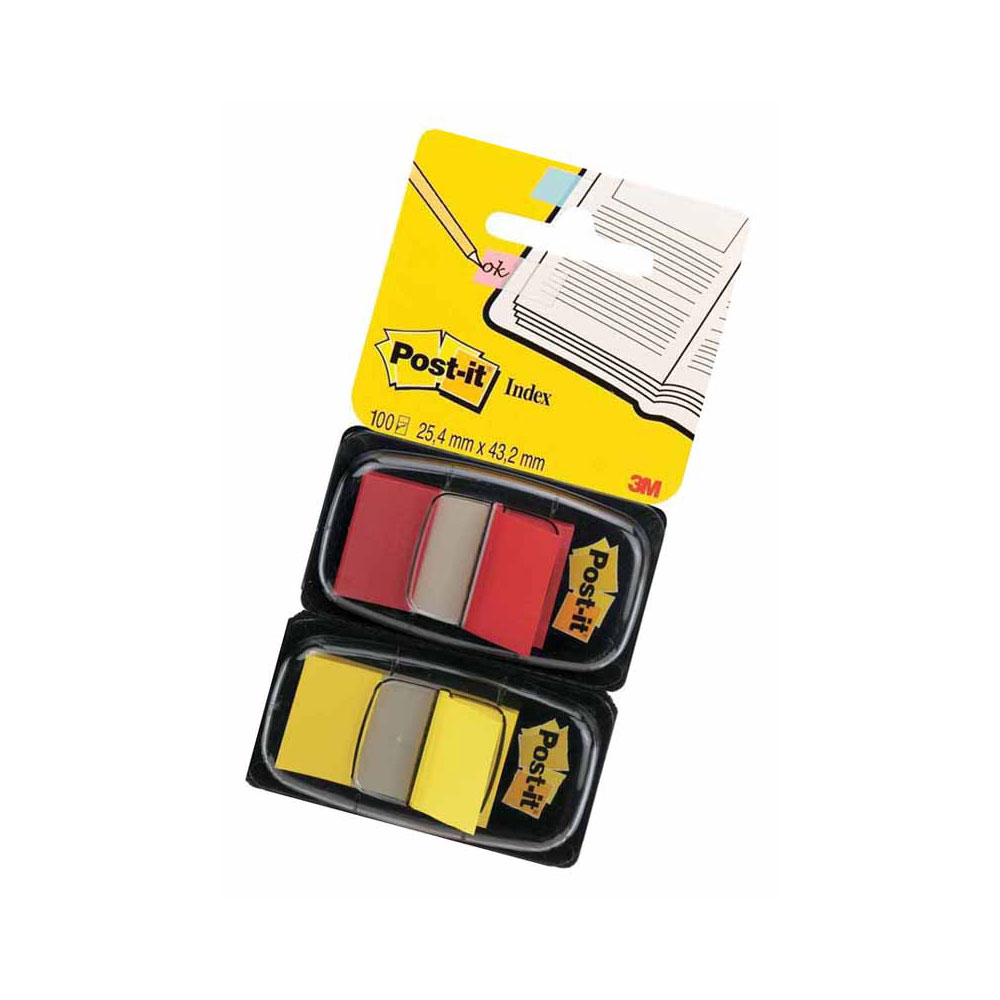 Märkflik Post-It Index 680 Gul/Röd 2x50st/fp