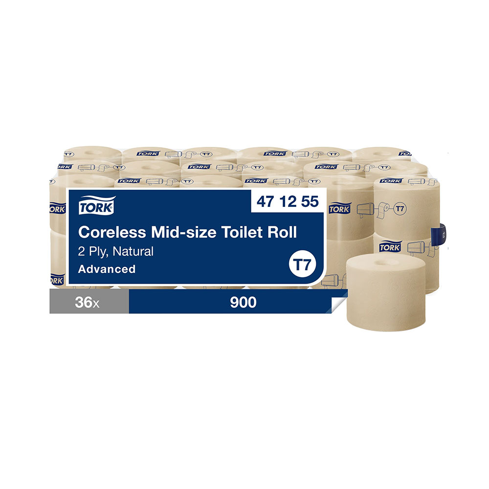 Toalettpapper Tork Mid-size T7 utan hylsa Advanced 2-lags Natur 103,5m 36rl/fp