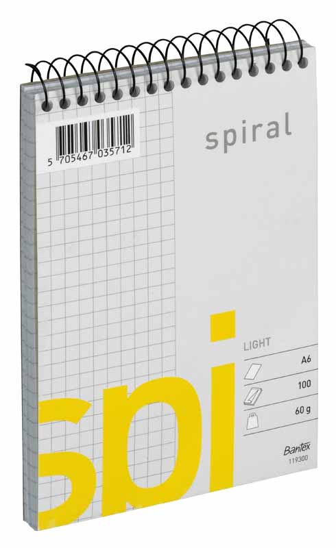 Spiralblock A6 Rutat 60g papper 100 blad