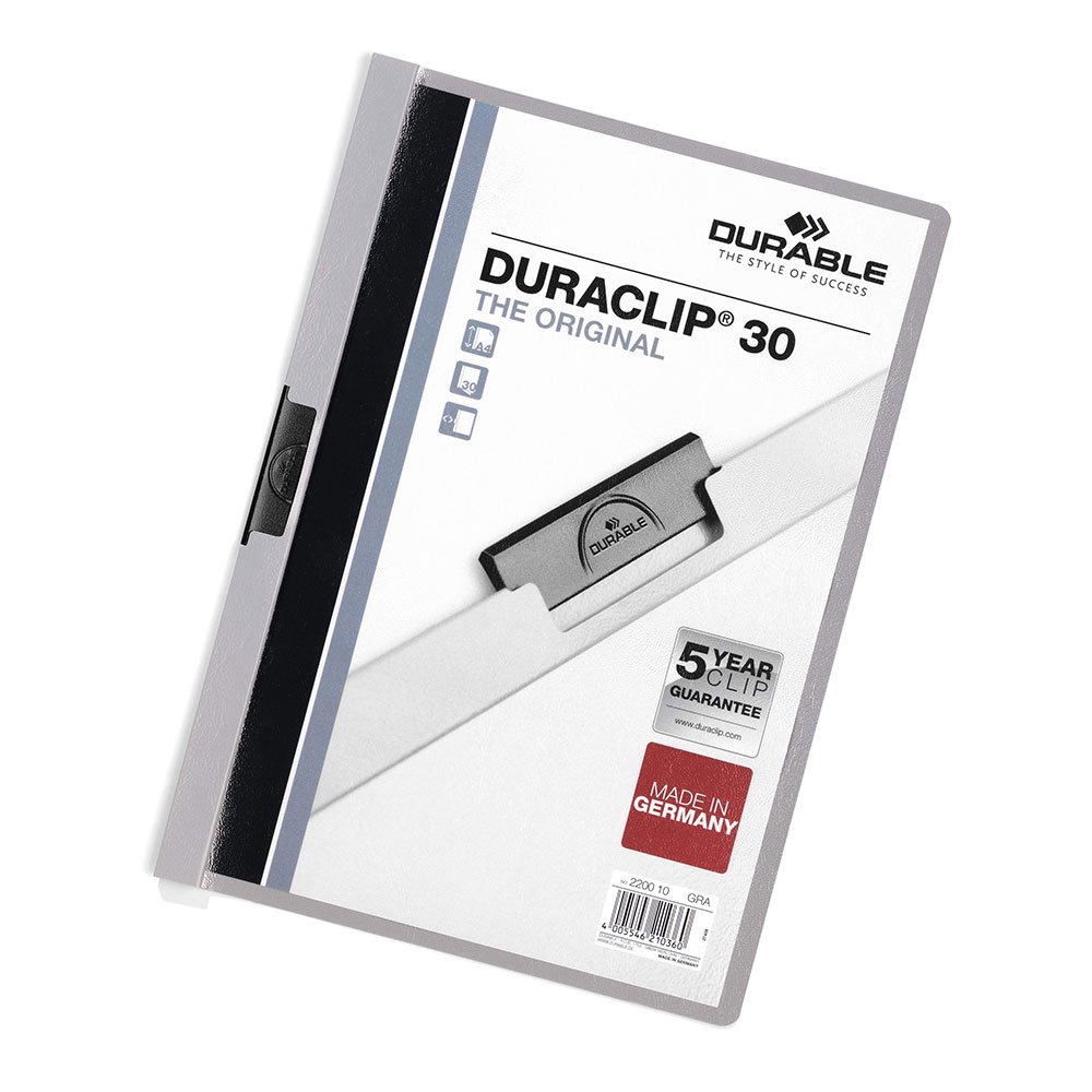 Klämmapp Durable Duraclip 30 A4 30ark Grå