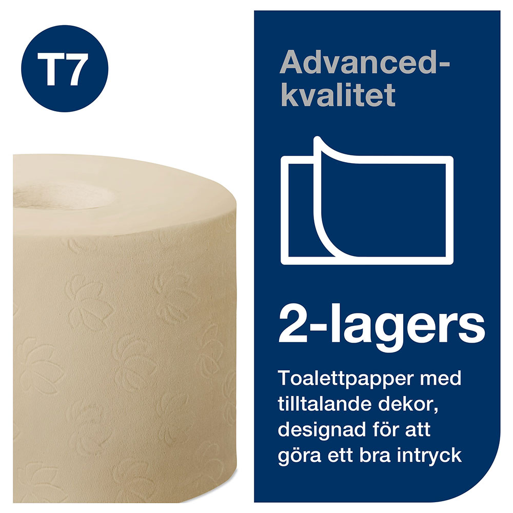 Toalettpapper Tork Mid-size T7 utan hylsa Advanced 2-lags Natur 103,5m 36rl/fp