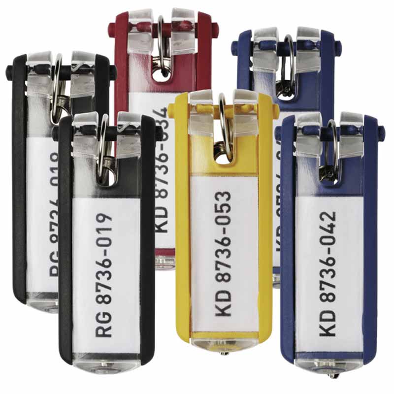 Nyckelbricka Durable Key Clip 70x25mm Blandade färger 6st/fp
