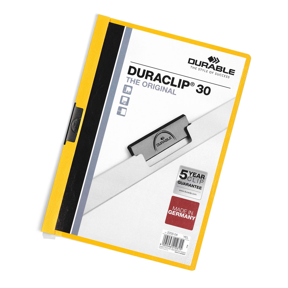 Klämmapp Durable Duraclip 30 A4 30ark Gul