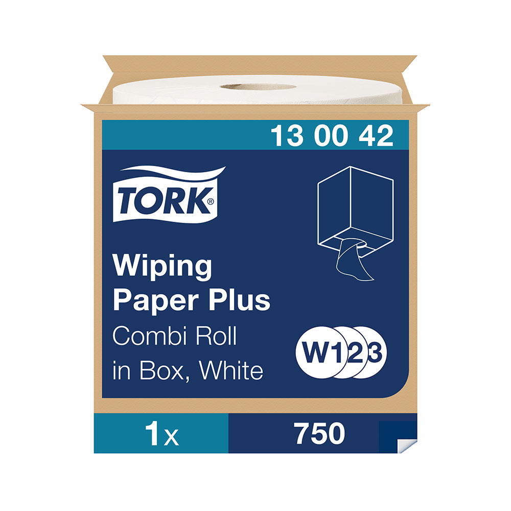 Torkrulle Tork Plus W1 W2 W3 2-lags Vit Dekor 25,8cm 255m/rl