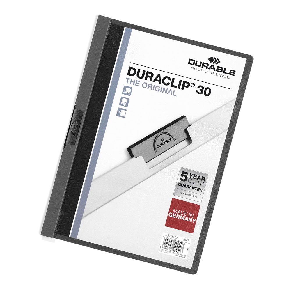Klämmapp Durable Duraclip 30 A4 30ark Antracitgrå