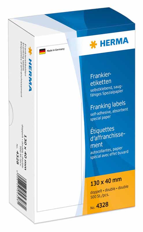 Frankeringsetikett Herma Dubbel 130x40mm 500st/fp