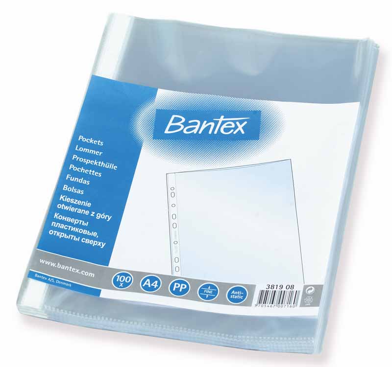 Plastficka Bantex A4 Klar 0,04mm 100st/fp