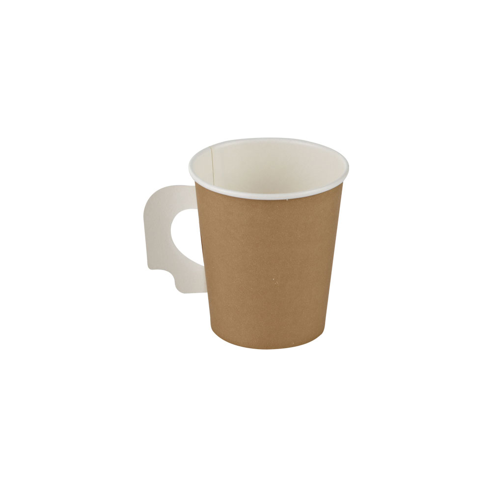 Pappersbägare Single wall med öra 20,6cl  Brun/Vit 100st/fp