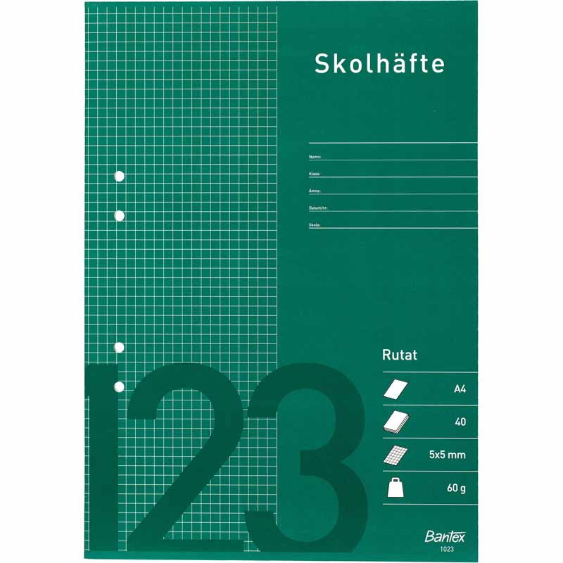 Skolhäfte Bantex A4 Rutat 5x5mm 60g Papper 40 Blad