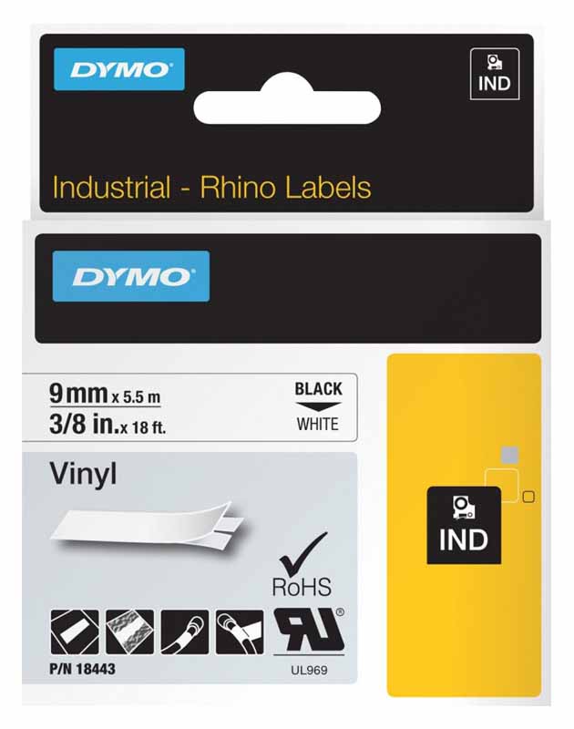 Vinyltejp Rhino 9mmx 5,5m Svart/Vit