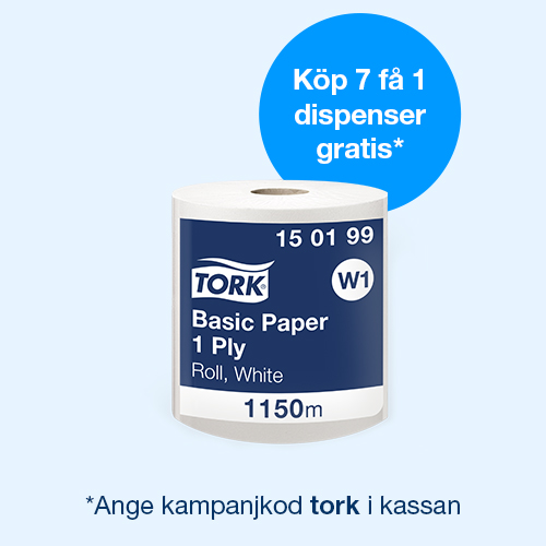 Torkrulle Tork Basic W1 Universal 1-lags Vit 32cm 1150m/rl