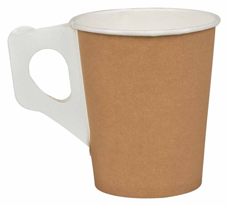 Pappersbägare Single wall med öra 18cl Brun/Vit 80st/fp