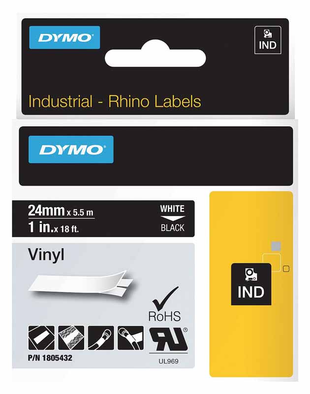 Vinyltejp Rhino 24mmx5,5m Svart/Vit