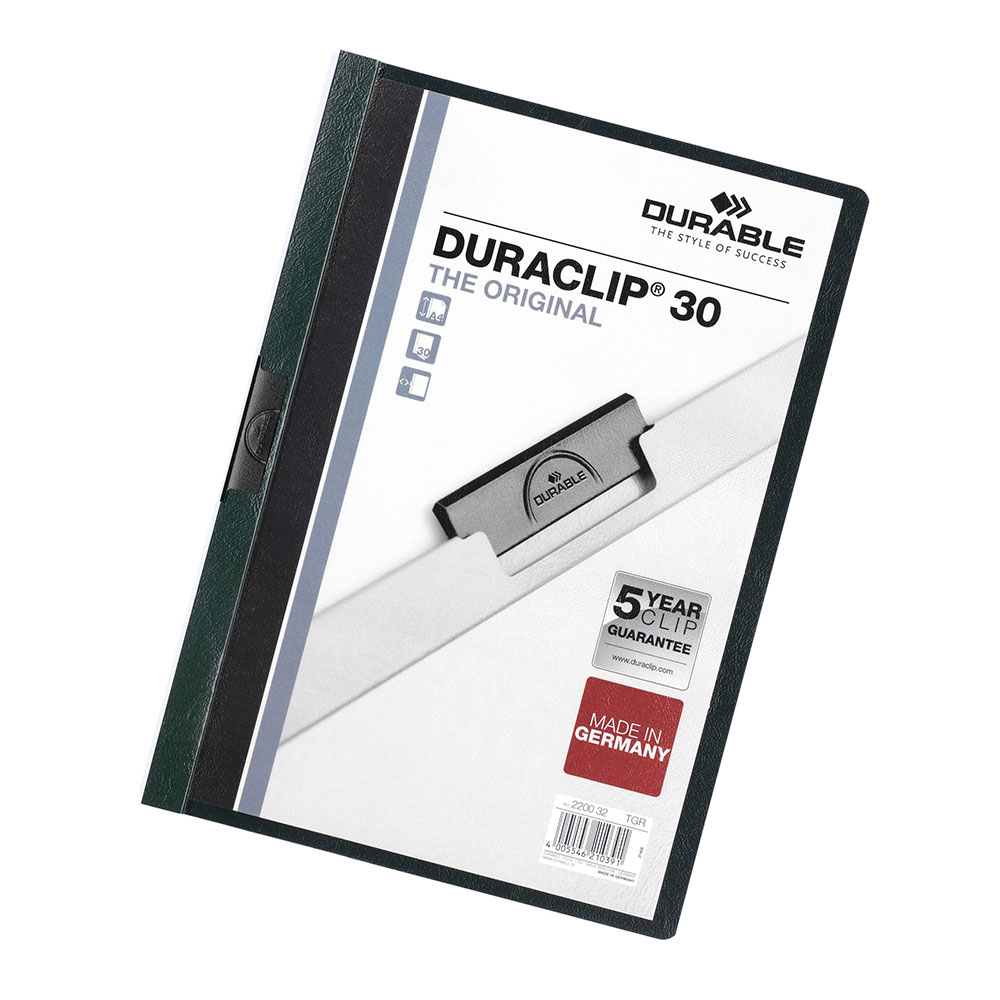 Klämmapp Durable Duraclip 30 A4 30ark Mörkgrön