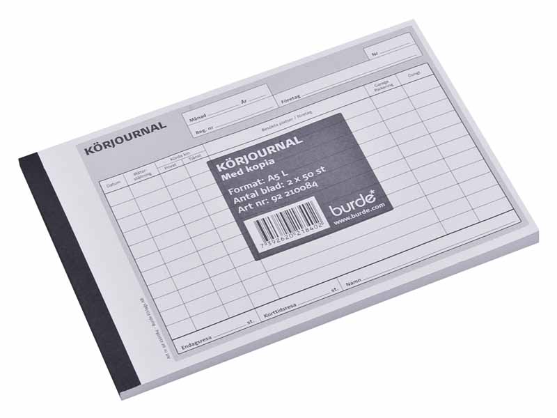 Körjournal i block A5L 2x50 blad