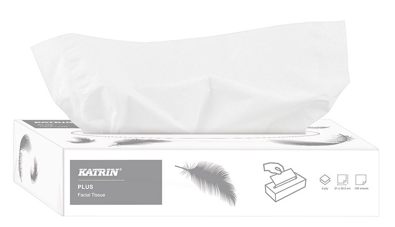 Ansiktsservett Katrin Plus 2-lags Vit 210x205mm 100st/ask