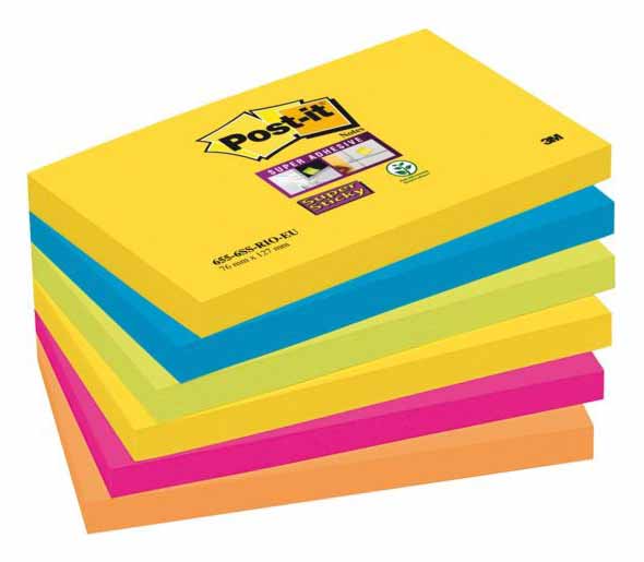 Notisblock Post-It Notes Super Sticky 76x127mm Rio de Janerio 6st/fp