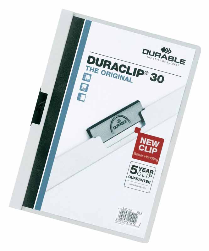 Klämmapp Durable Duraclip 30 A4 30ark Vit
